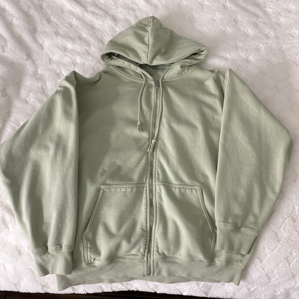 Brandy Melville light dusky green (not sage green) heavy weight full zip up.